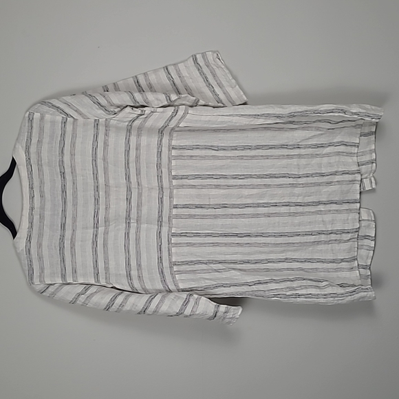 Purejill J. Jill woven striped linen blend button down tunic top - Picture 4 of 4